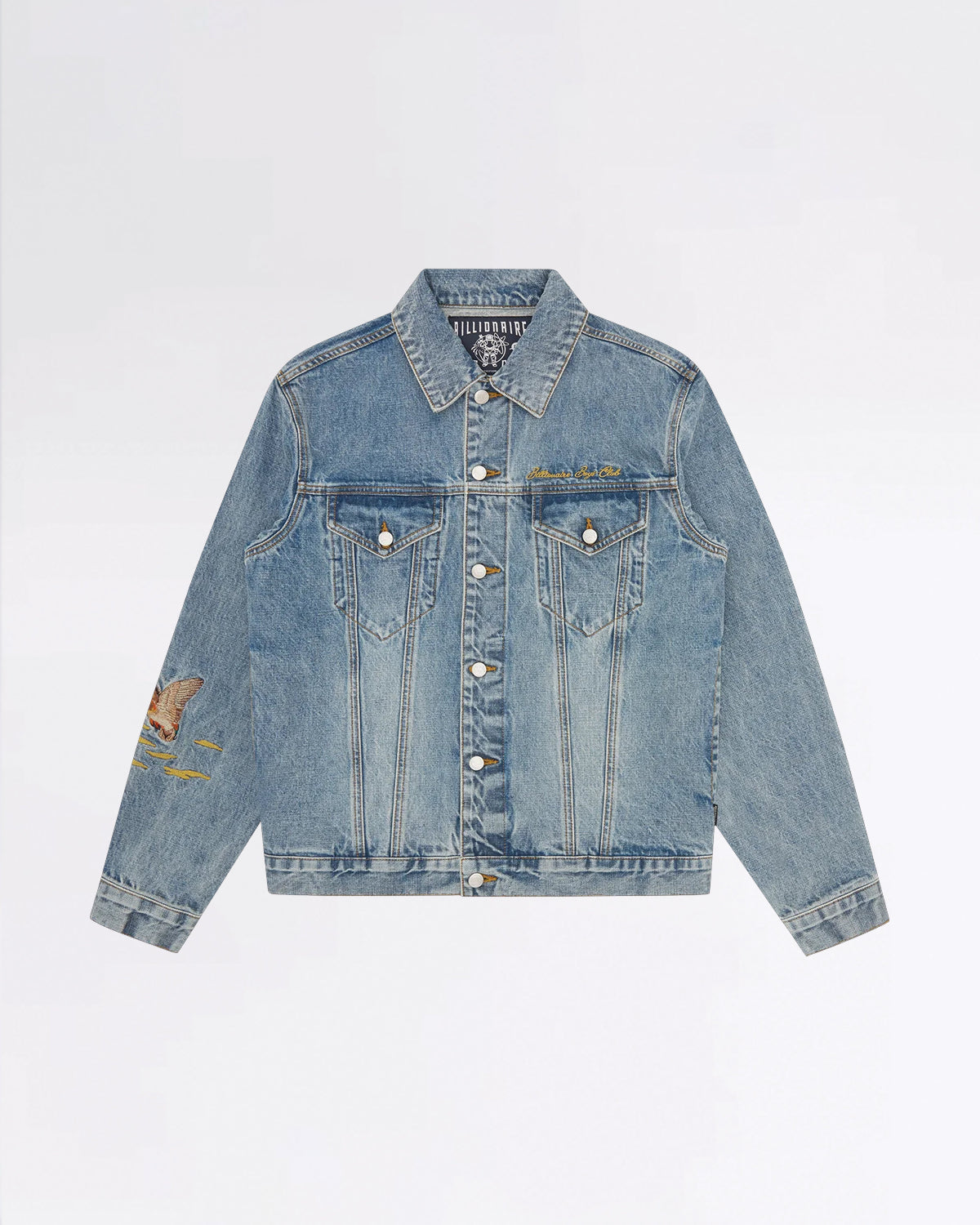 DUCK EMBROIDERED DENIM JACKET HEAVY WASH BLUE